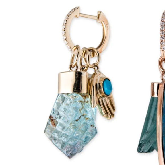 Jacquie Aiche Fine Jewelry Pave Diamond Mini Hoop Earring $530 Yellow Gold New - Picture 5 of 13